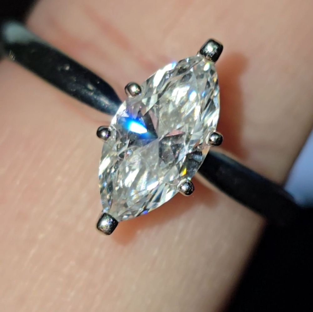 14K Lab-Created Diamond Marquise Ring - White Gold